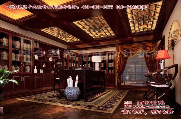 書房效果圖(1) 中式家裝設(shè)計(jì)之中式風(fēng)格的書房